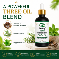 Jamaican Black Castor Oil with Rosemary & Peppermint – For Hair Growth & Scalp Health - 3.4 Fl. Oz