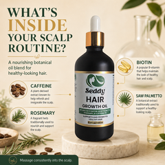 Hair Growth Oil – Caffeine, Rosemary & Peppermint Scalp Treatment for Thinning Hair & Breakage (3-Pack Value Size) – 3.4 fl oz Each
