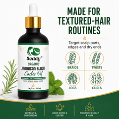 Jamaican Black Castor Oil with Rosemary & Peppermint – For Hair Growth & Scalp Health - 3.4 Fl. Oz