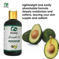 Pure Avocado Oil - Deep Moisture & Strength for Skin and Hair - 8 Fl. Oz - Seddy
