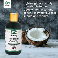 Pure Fractionated(MCT) Coconut Oil - Lightweight Hydration & Versatile Care - 8 Fl. Oz - Seddy
