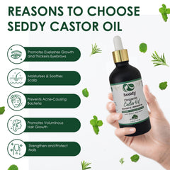 Seddy Organic Castor Oil with Rosemary & Peppermint Oil -3.4 Fl. Oz