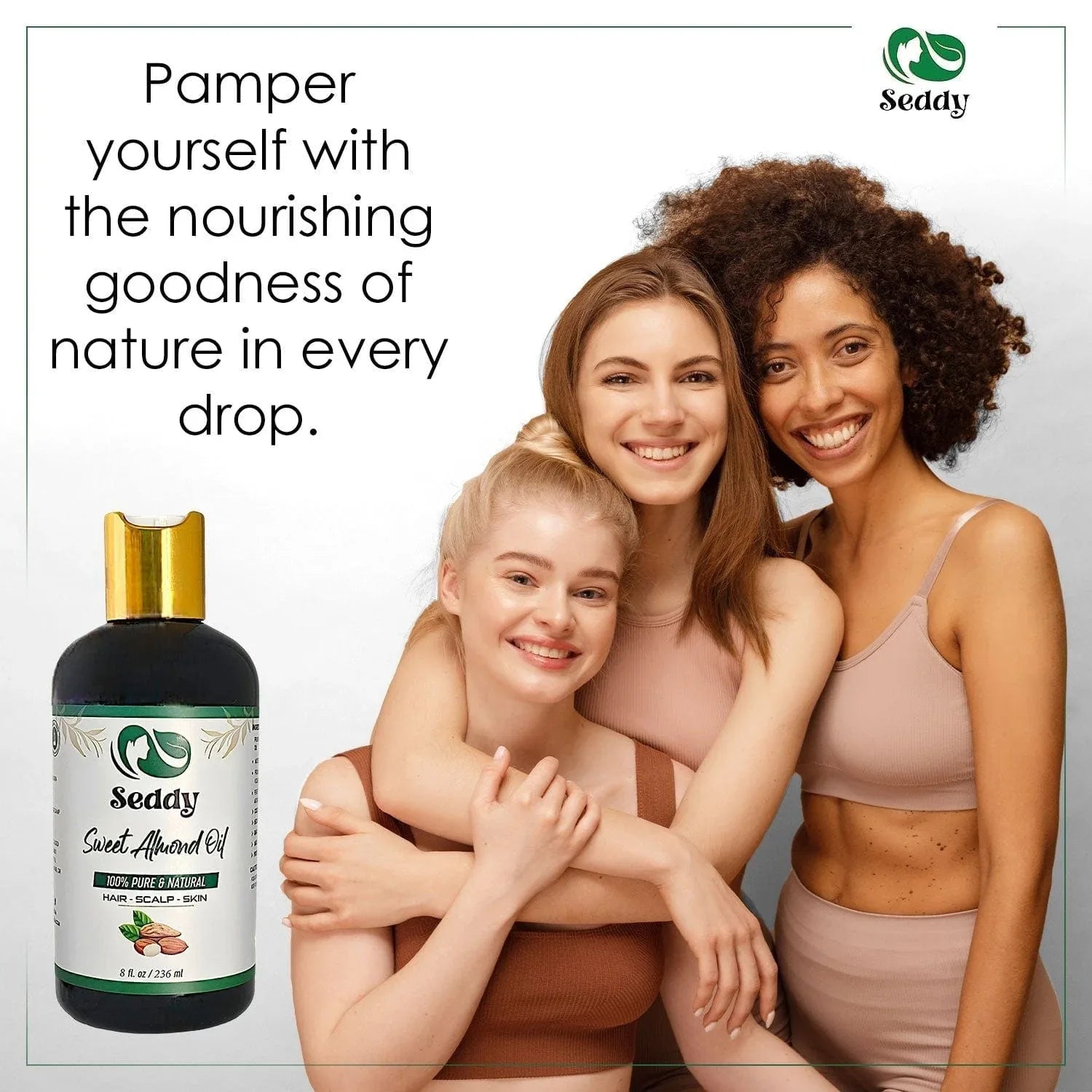 Pure Sweet Almond Oil - Nourish, Soften & Rejuvenate - 8 Fl. Oz - Seddy