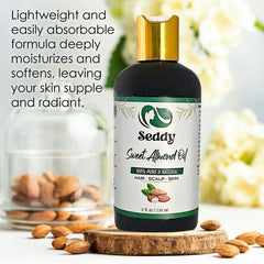 Pure Sweet Almond Oil - Nourish, Soften & Rejuvenate - 8 Fl. Oz - Seddy