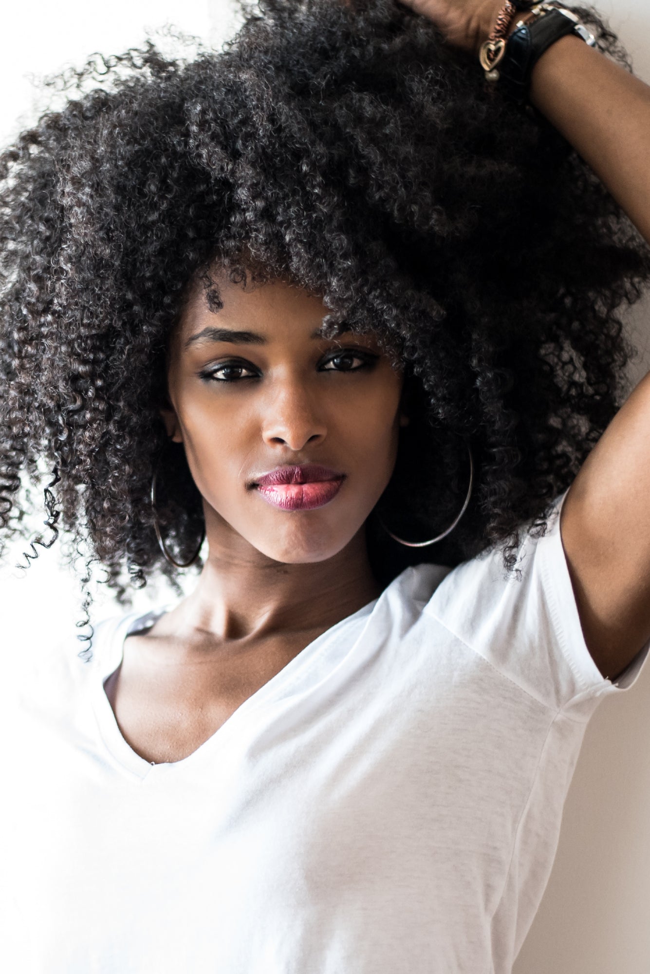 Woman with curly hair