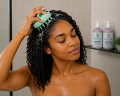 a woman massaging her scap with seddy silicon massager