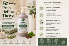 SEDDY Softening & Detangling Curl Prep Definer with Niacinamide, Caffeine, Biotin, Rosemary & Peppermint | 8 Fl Oz