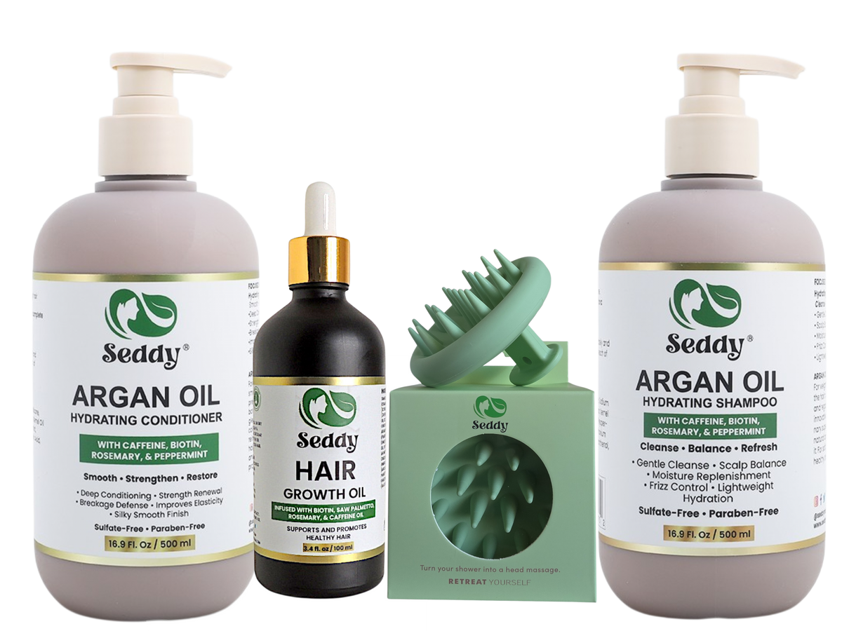 Hair Growth Starter Kit | Hair Growth Oil, Shampoo, Conditioner & Scalp Massager