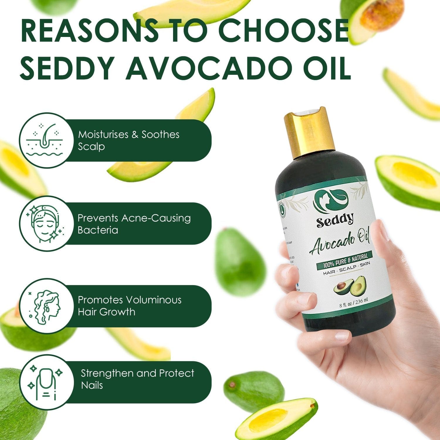 Seddy Pure Avocado Oil - 8 Fl. Oz image 2