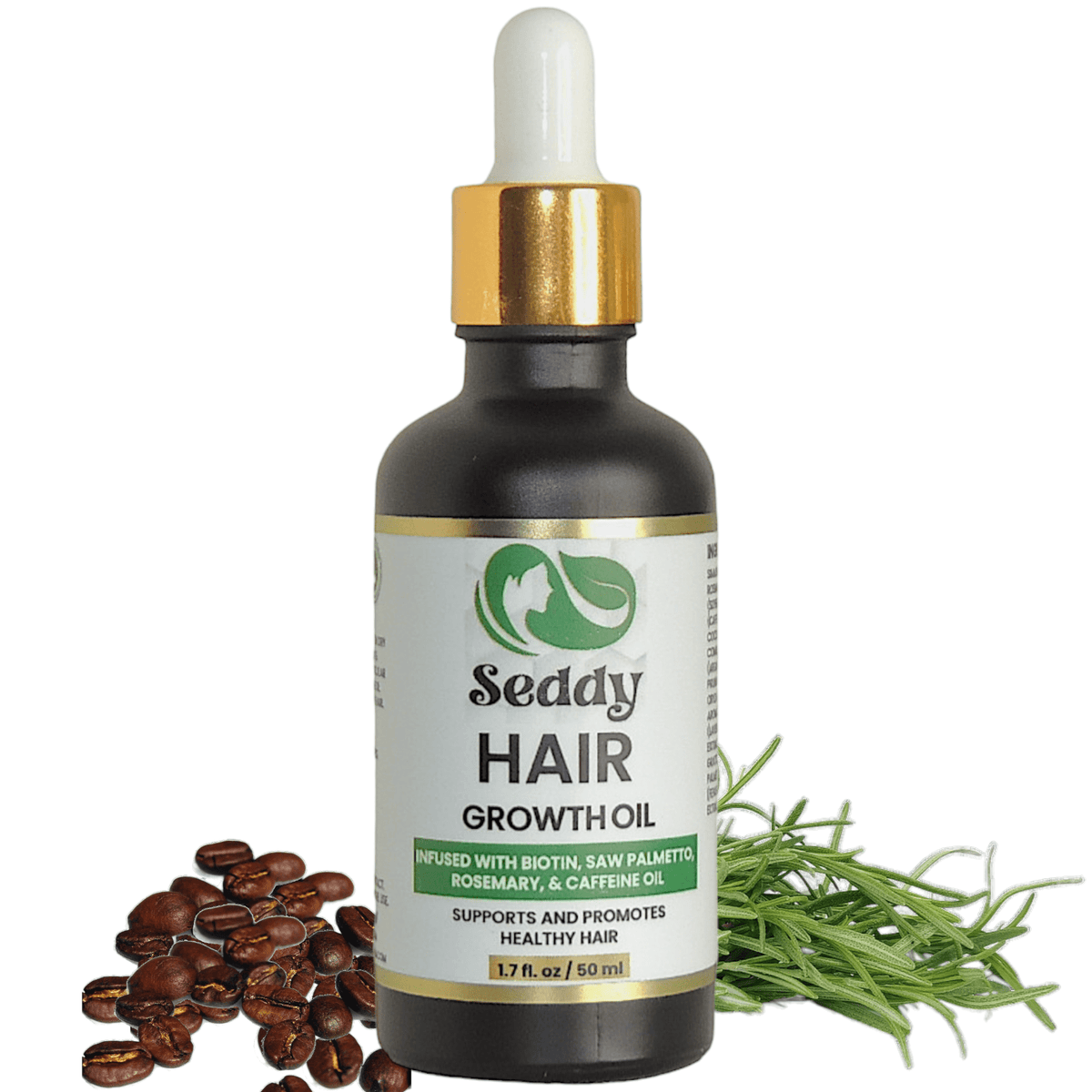 Hair Growth & Strengthening Oil –  With Caffeine, Rosemary, and Peppermint Oil - 1.7 Fl. Oz
