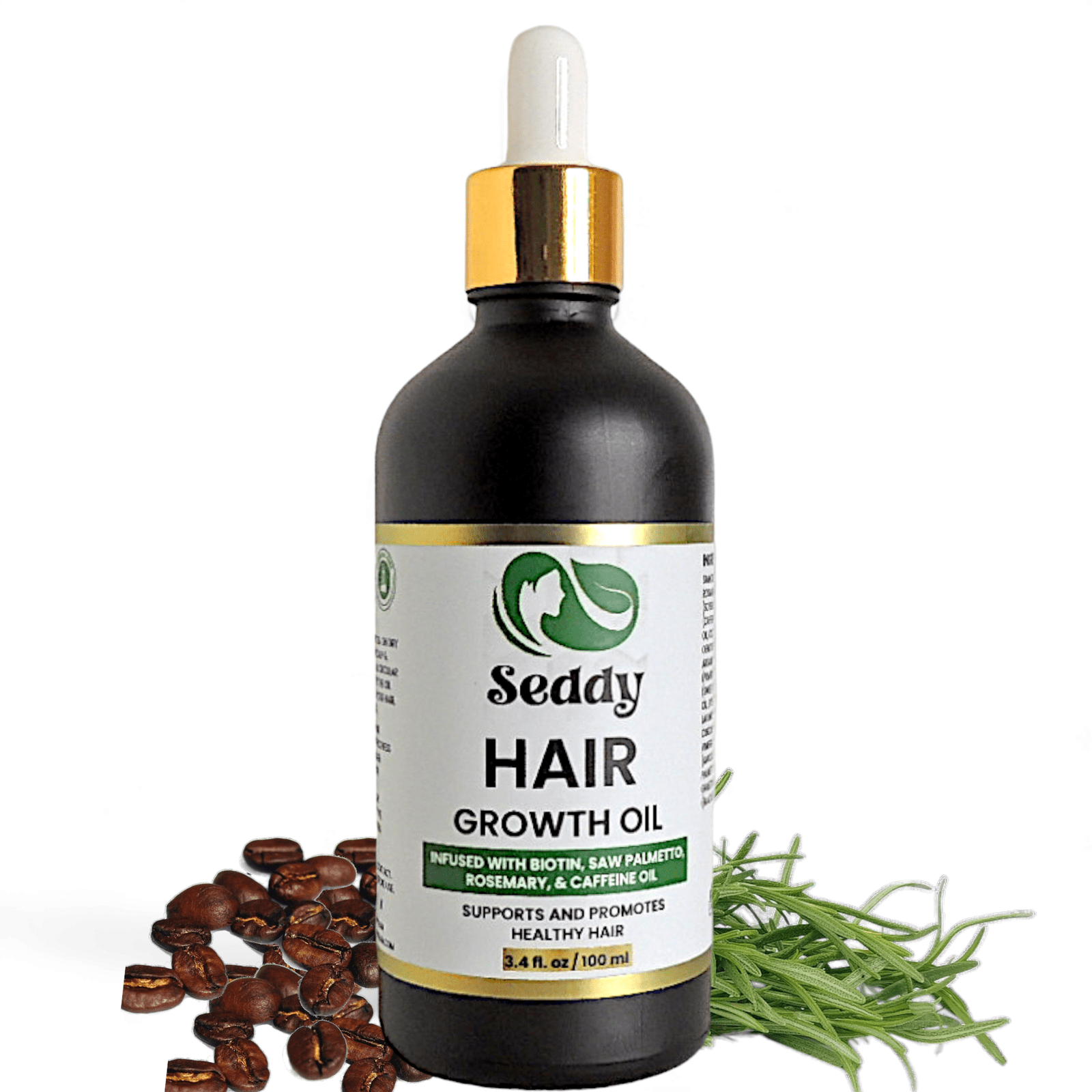 Seddy Strengthening Caffeine Rosemary Mint Hair Oil – Hair Growth & Scalp Treatment for Thicker, Fuller, Healthier Hair -3.4 Fl. Oz