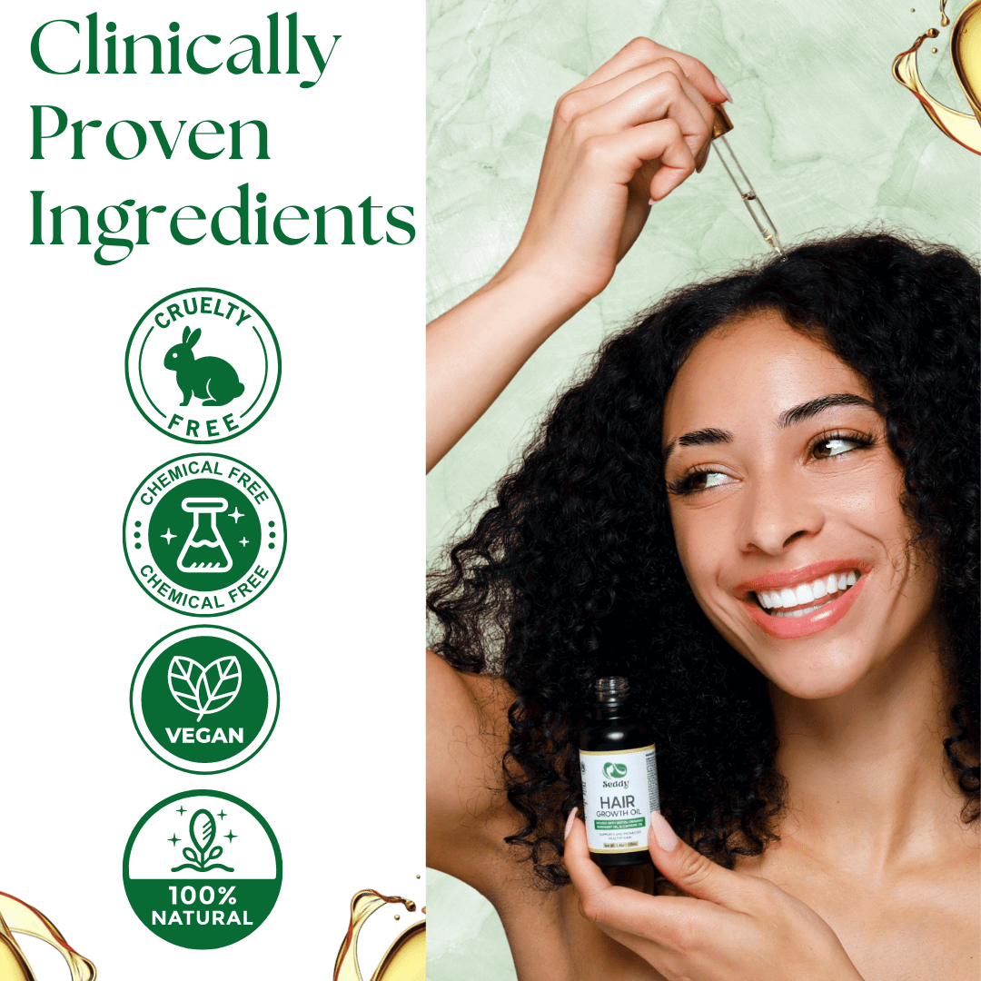 Seddy Strengthening Caffeine Rosemary Mint Hair Oil – Hair Growth & Scalp Treatment for Thicker, Fuller, Healthier Hair -3.4 Fl. Oz