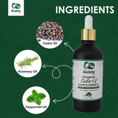 Seddy Organic Castor Oil with Rosemary & Peppermint Oil -3.4 Fl. Oz